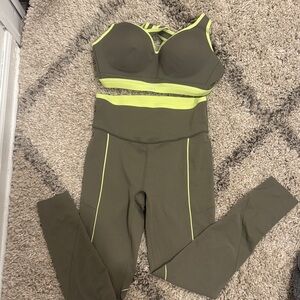 VSX Lime and Olive Sports Bra and Leggings Set